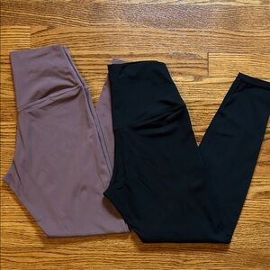 Set of 2 Leggings Brown and Black